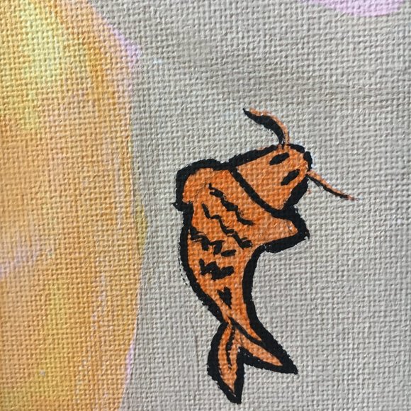 Nude Lady Coy Fish Tattoo Cherry Blossom Painting - Picture 2 of 3